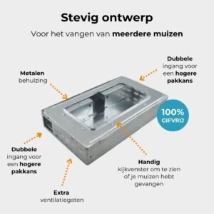 Unpest muizen inloopval metaal (rechthoek)