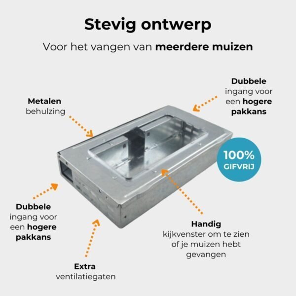 Unpest muizen inloopval metaal (rechthoek)