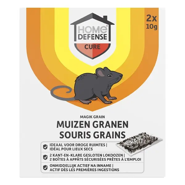 Home Defense muizengranen Magik Grain met muizenlokdoos (2 stuks)