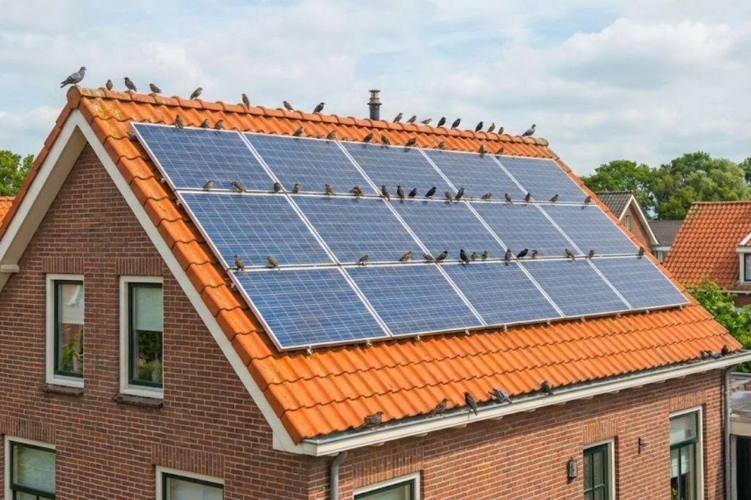 Vogels onder zonnepanelen Vogels onder zonnepanelen